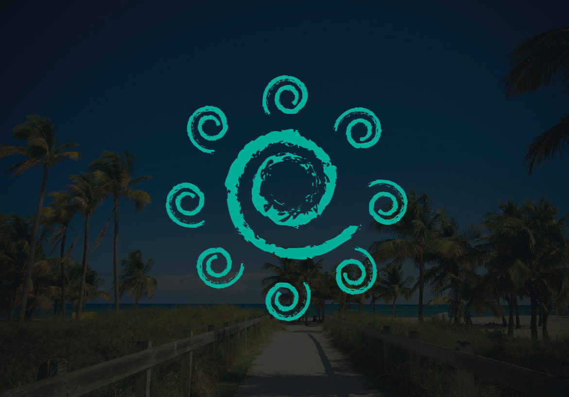 Teal spiral sun and wave logo icon for 30A Beach Fronts, representing luxury vacation rentals along the Florida Gulf Coast.