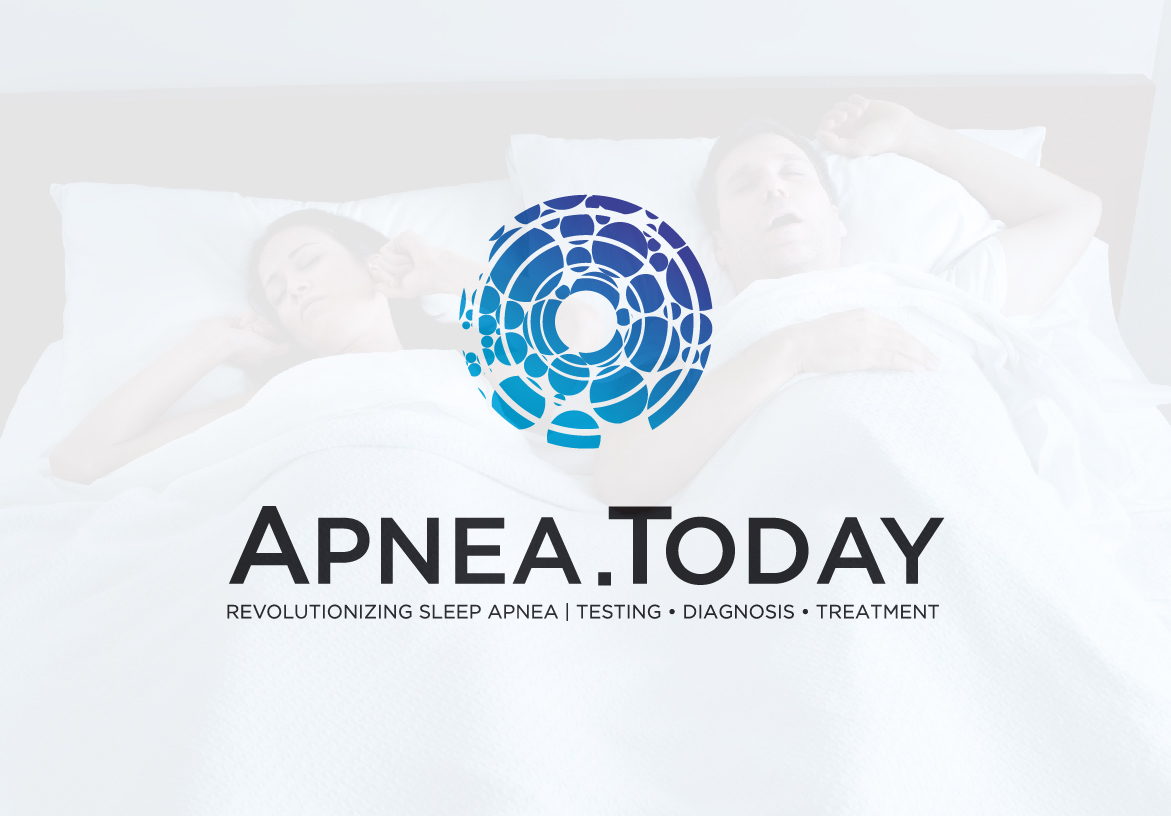 Official logo design for Apnea Today, featuring a blue gradient circular icon and the tagline 'Revolutionizing sleep apnea testing, diagnosis, treatment'.