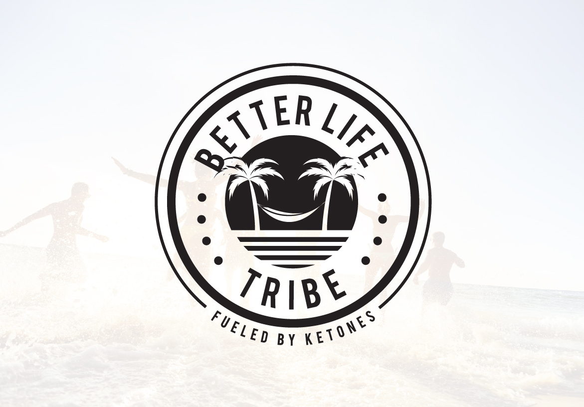 Official black and white logo design for Better Life Tribe - Fueled by Ketones, showcasing a tropical hammock icon and clean typography.