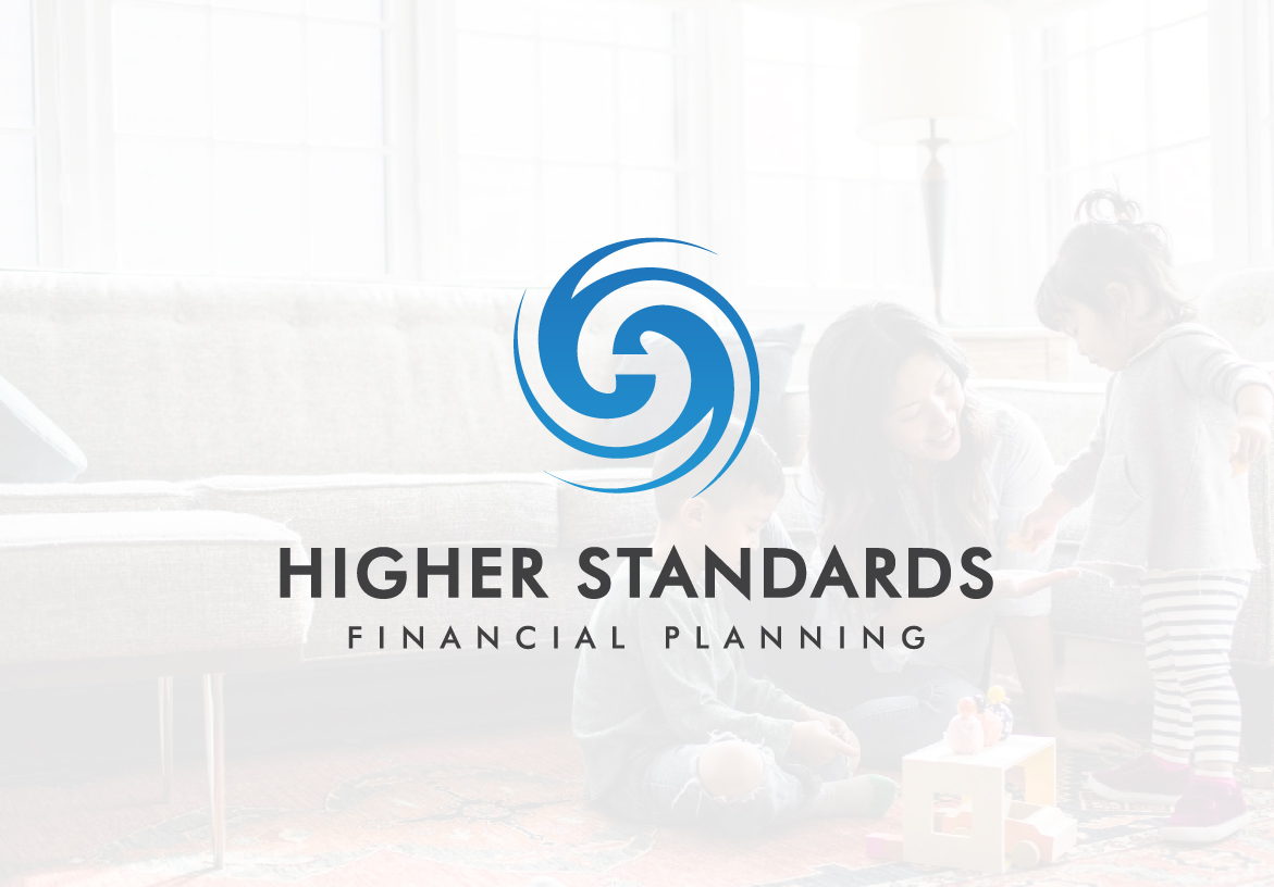 Official branding for Higher Standards Financial Planning featuring the blue swirl icon and clean typography against a bright, professional background.