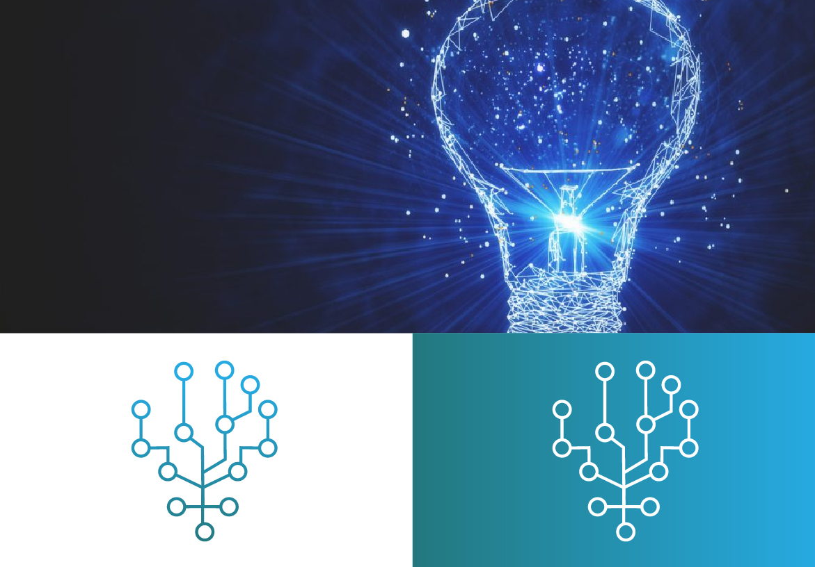 Quest RTS logo variations displaying the circuit tree icon on dark, white, and teal backgrounds to showcase branding versatility for web and iOS applications.