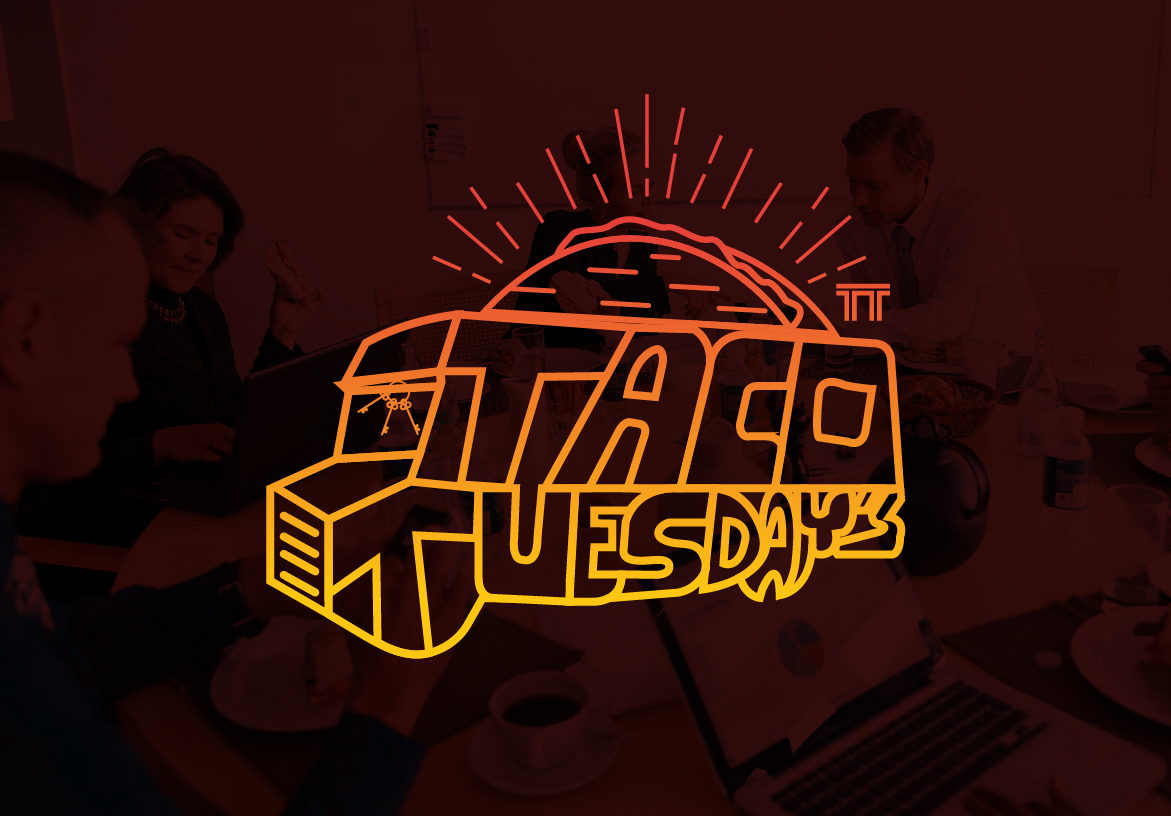 Taco Tuesday's Roadshow logo featuring a retro neon-style design in orange and yellow, set against a dark background to pop like a diner sign.