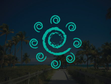 Teal spiral sun and wave logo icon for 30A Beach Fronts, representing luxury vacation rentals along the Florida Gulf Coast.