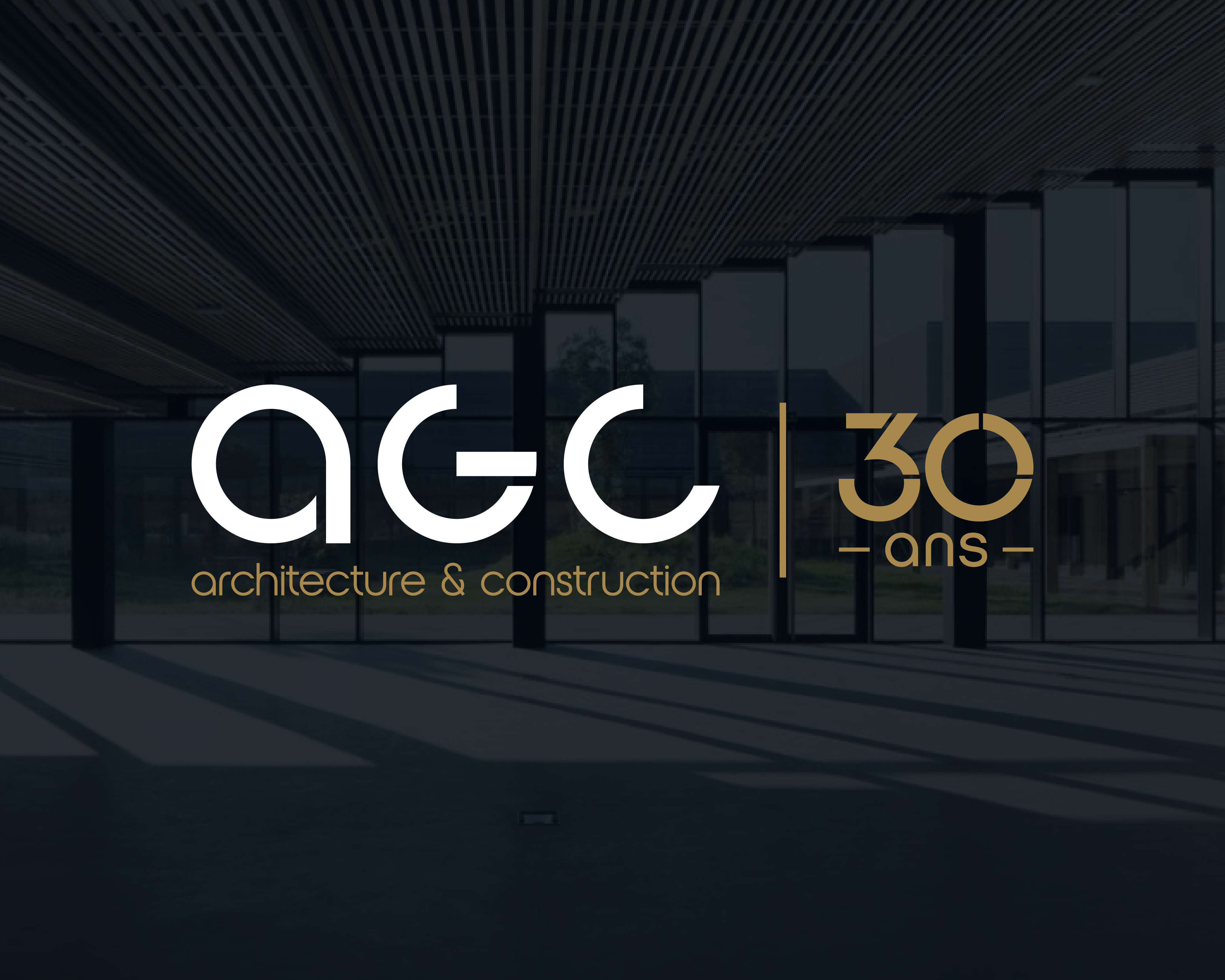AGC Concept 30 years lockup placed over dark architectural photography