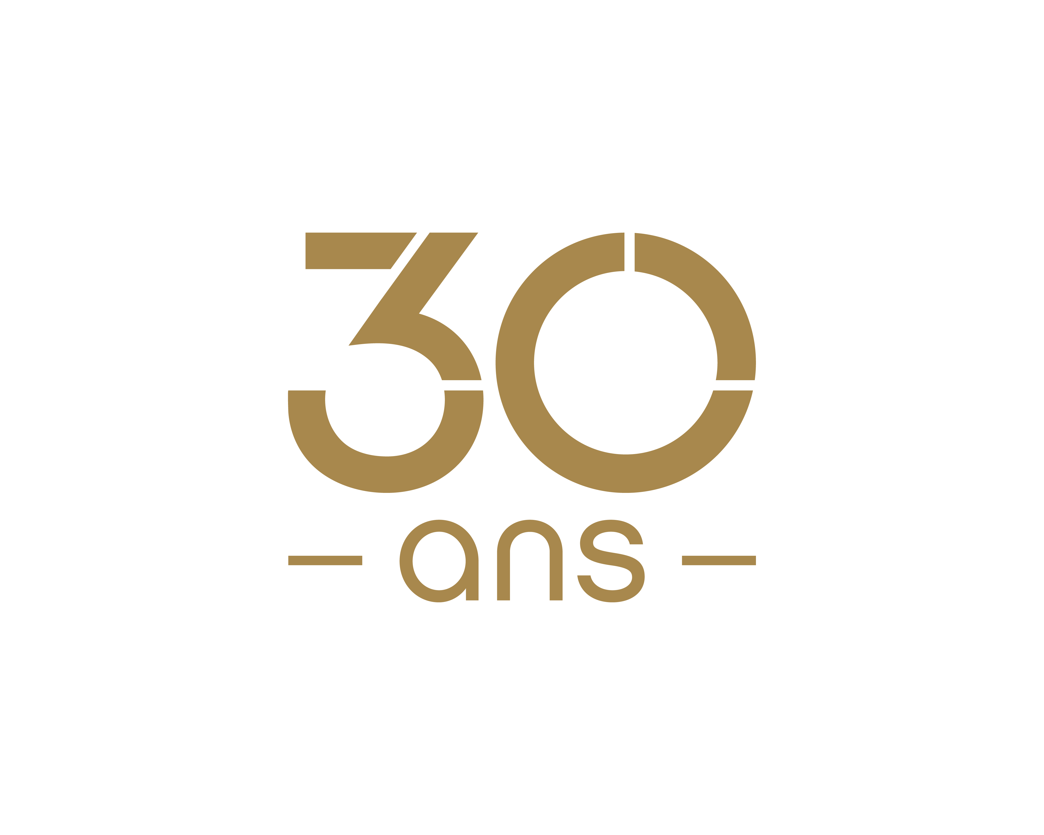 Gold standalone 30 years anniversary mark on white