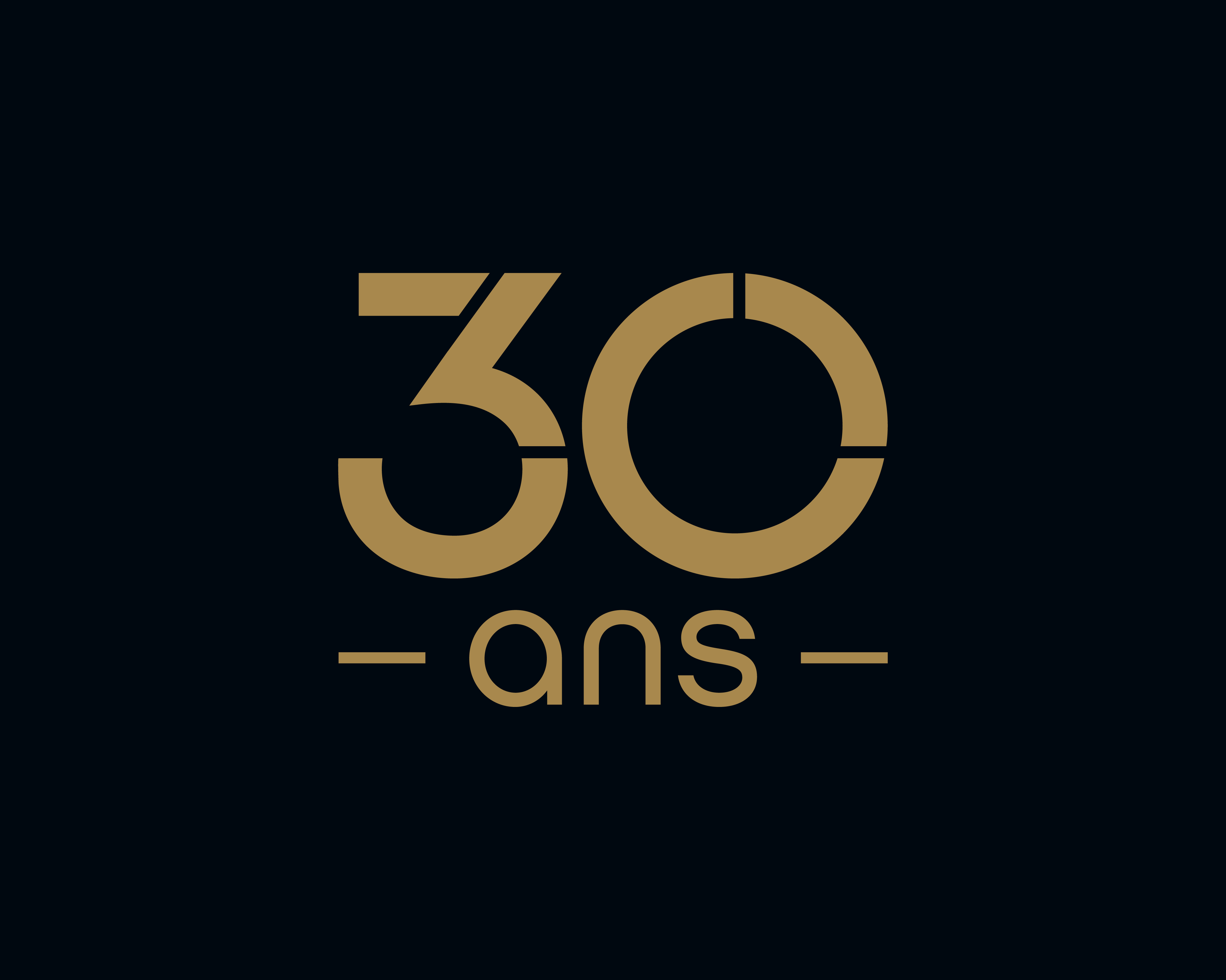 Gold standalone 30 years anniversary mark on ink black