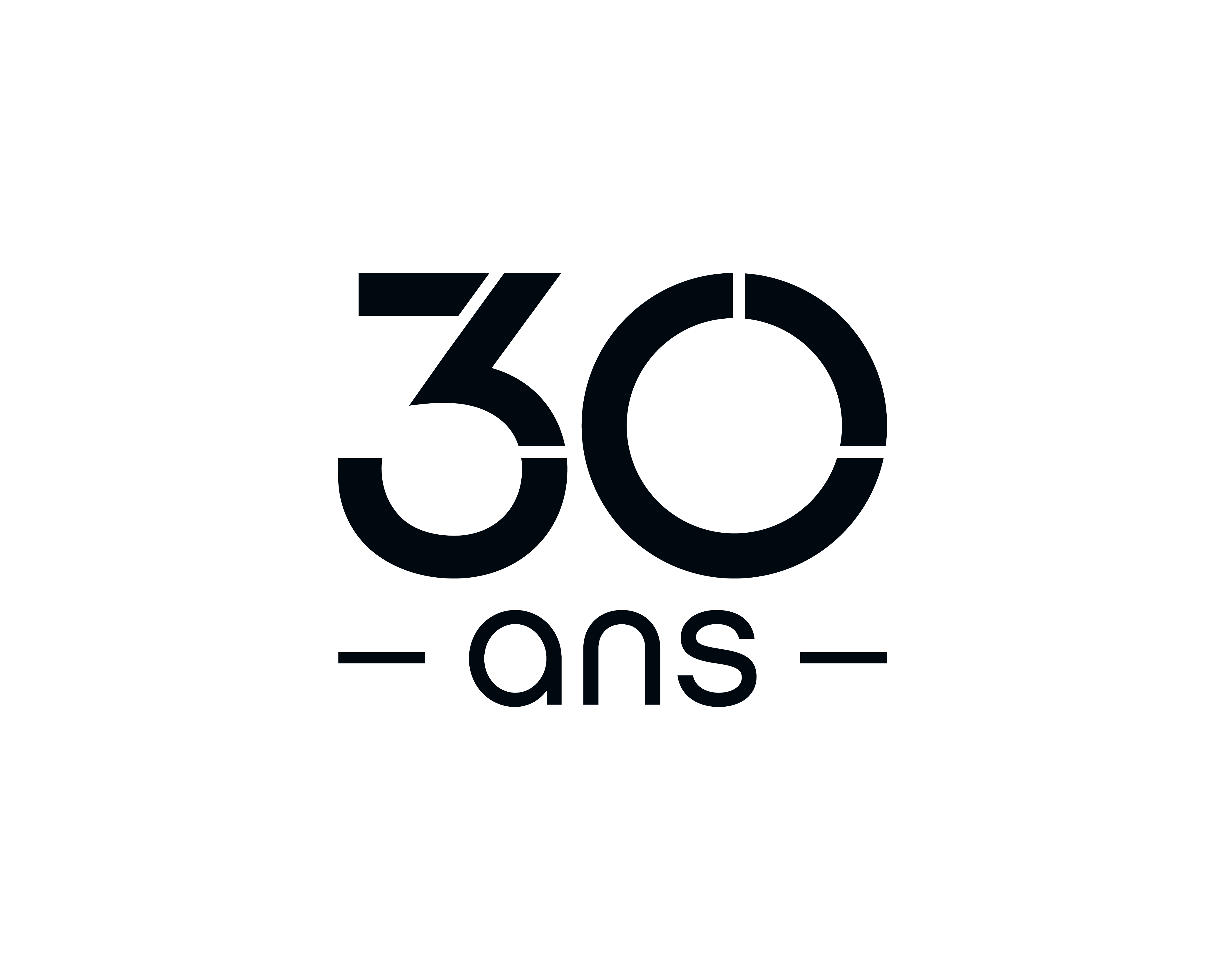 Black standalone 30 years anniversary mark on white