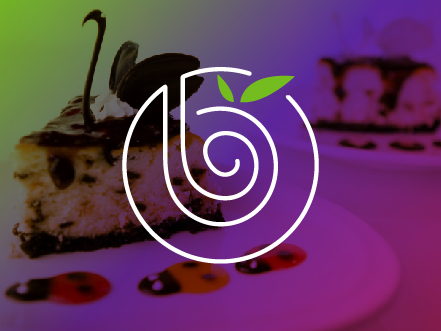 White spiral Ice Cream logo for Berry'd Alive dessert bar overlaid on a moody, purple-tinted background featuring a signature chocolate cheesecake.