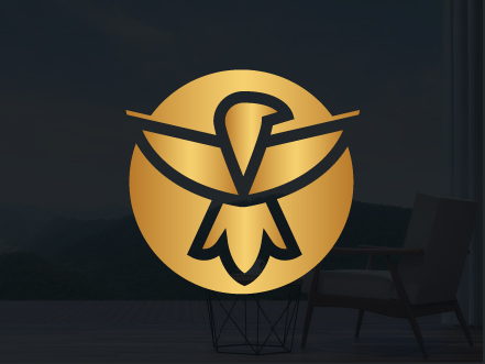 Gold stylized bird logo icon for Caleo Wealth Management, symbolizing financial freedom and growth, set against a dark premium background.