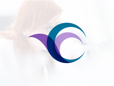 Cotinga Pharmaceuticals logo symbol, a stylized teal and purple bird forming the letter 'C', overlaying a soft-focus background of a scientist.