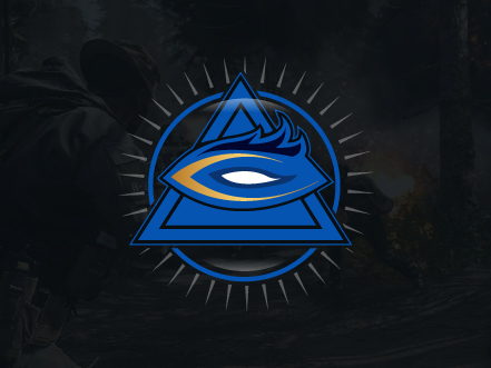 PZ Vision pro gamer logo featuring a metallic blue eye inside a triangle, set against a dark background representing the esports industry.