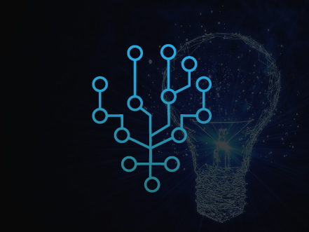 Quest RTS logo symbol featuring a stylized circuit board tree in blue gradients, set against a dark, tech-inspired background to represent remote technology solutions.