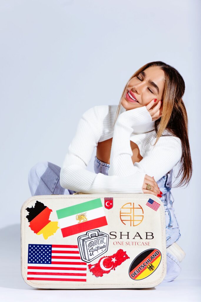 SHAB One Suitcase press image featuring the SHAB logo on suitcase artwork