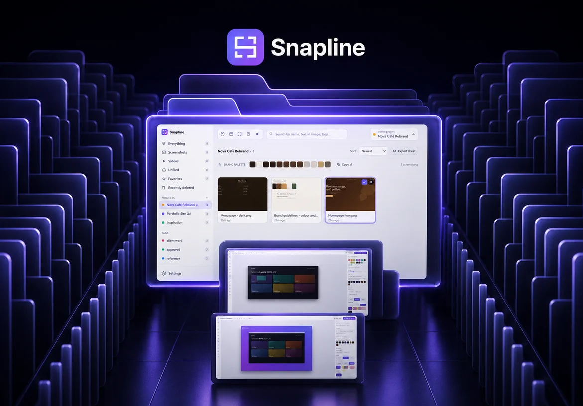 Snapline project library surrounded by rows of glowing project folders