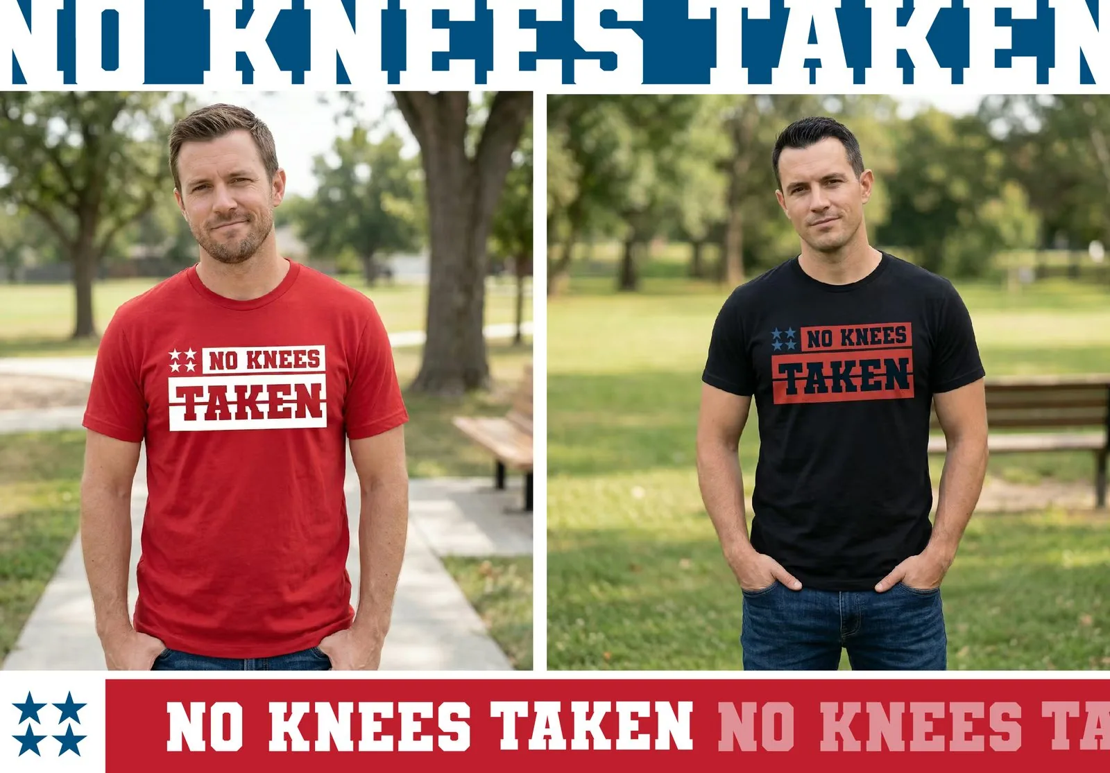 No Knees Taken statement t-shirt design