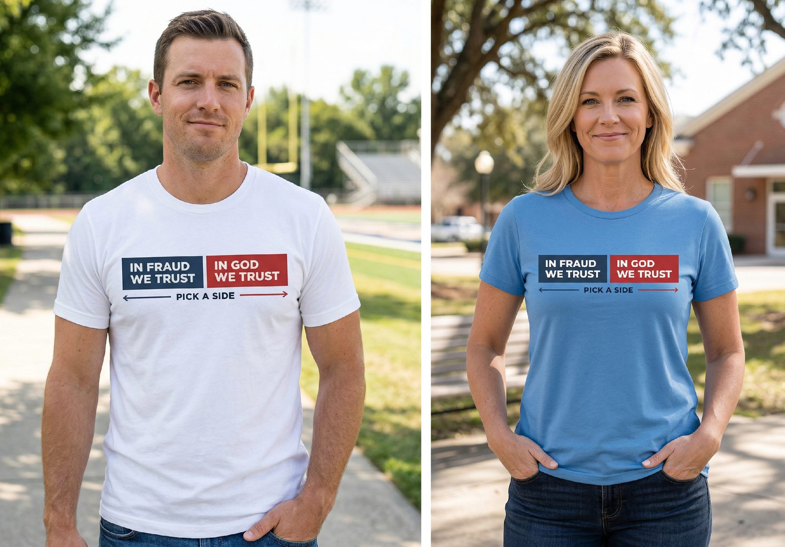 In Fraud We Trust vs In God We Trust Pick a Side t-shirt