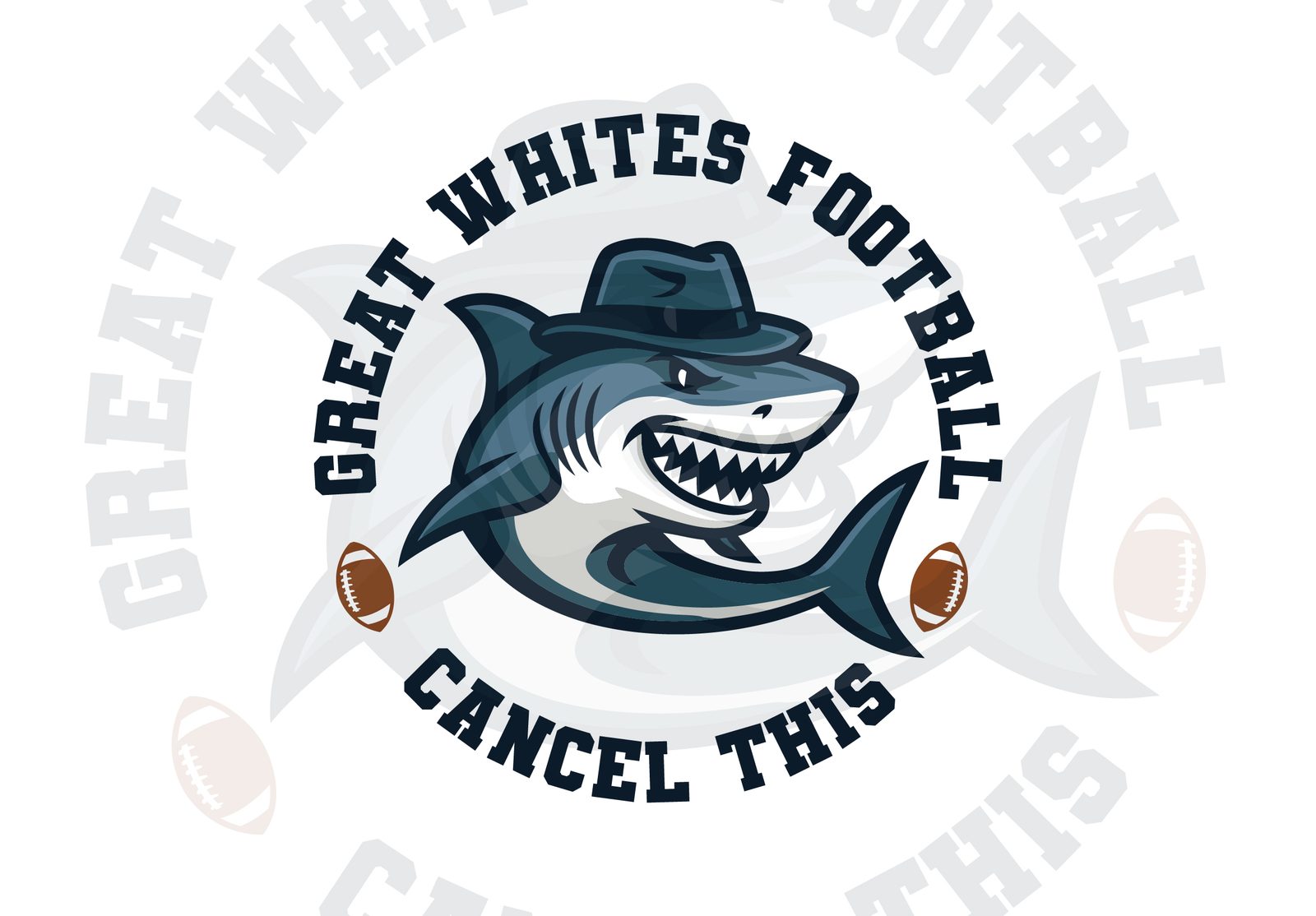 Great Whites Football Cancel This circular badge design