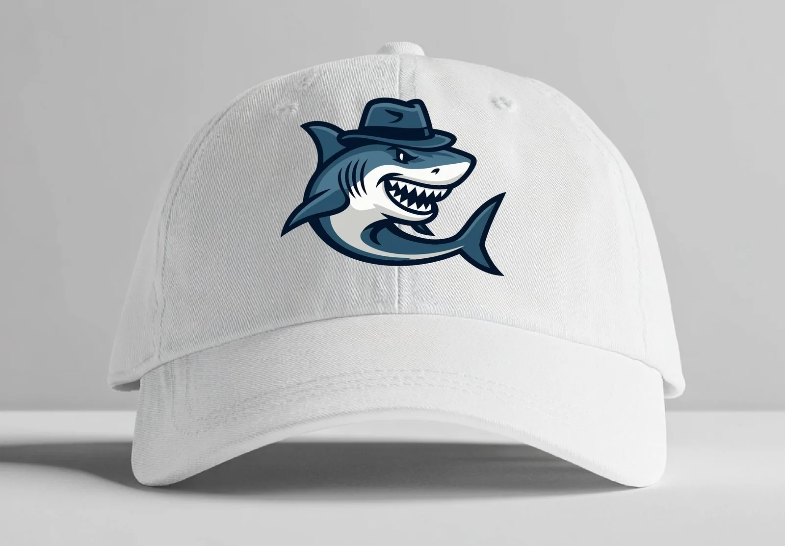 Great Whites shark logo on white cap mockup