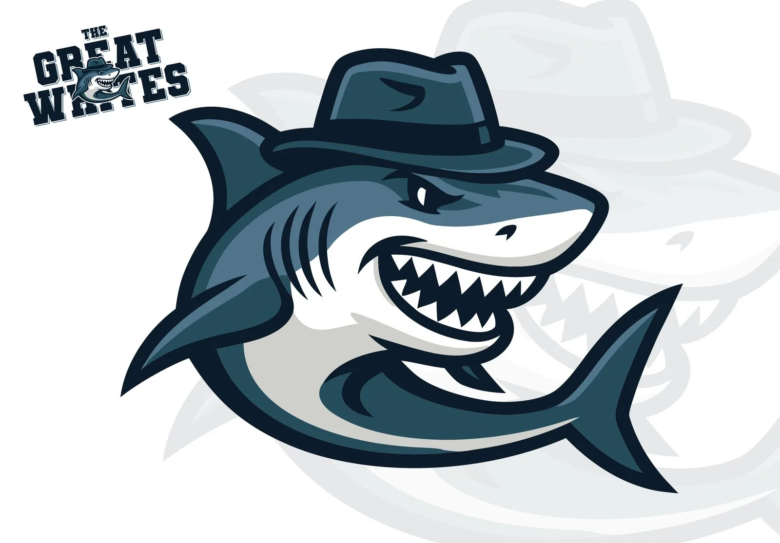 Great Whites shark mascot full illustration