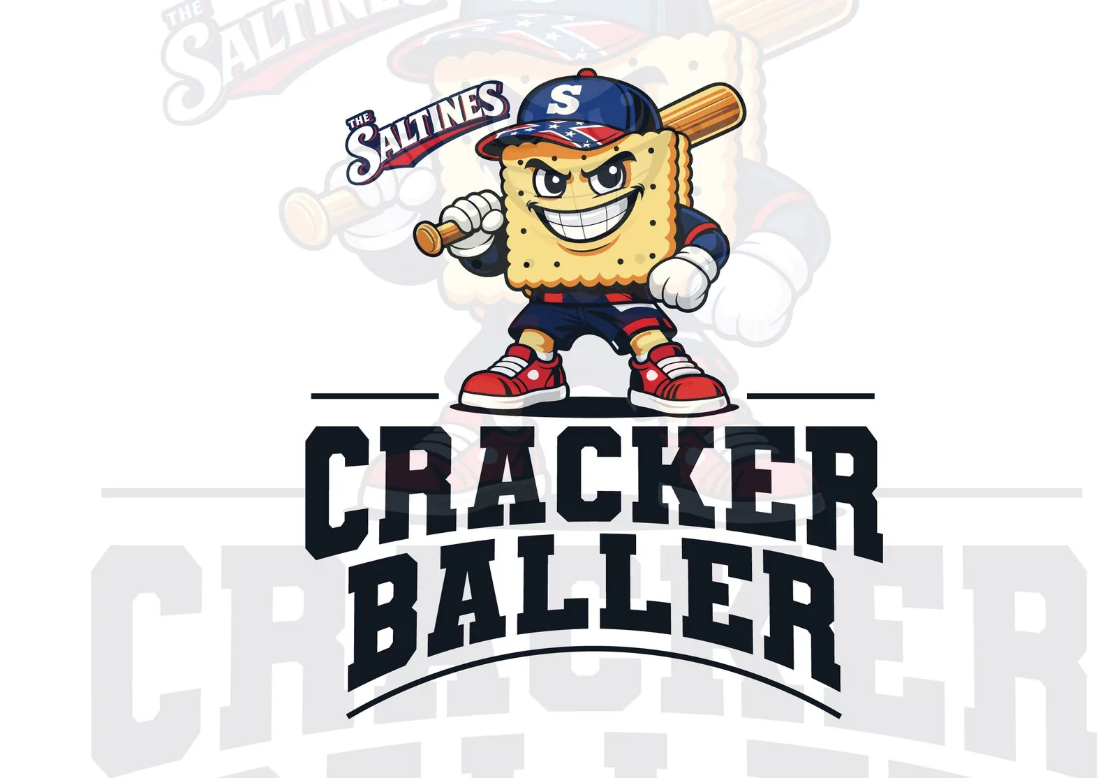 Cracker Baller mascot design with typography