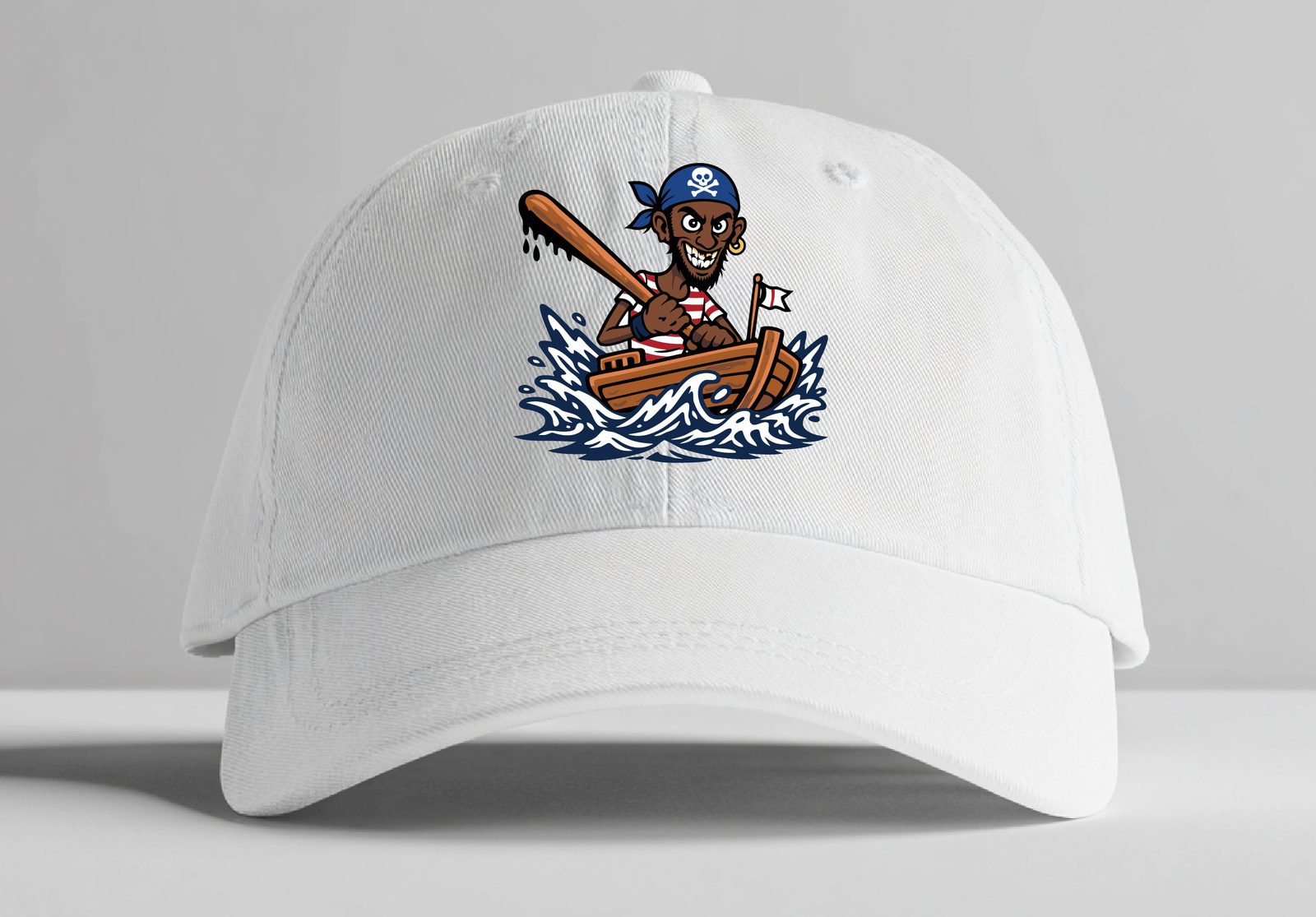 Somali Pirates mascot on white cap mockup