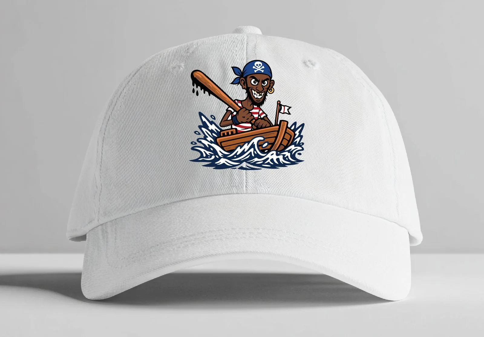 Somali Pirates mascot on white cap mockup