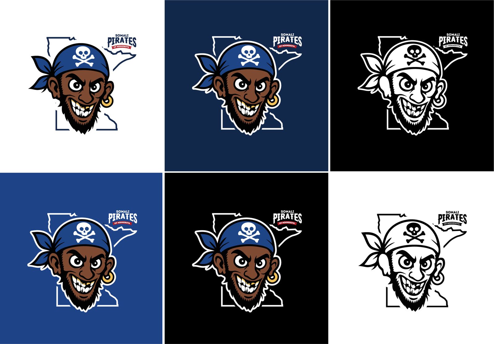 Mascot head on Minnesota state design variations