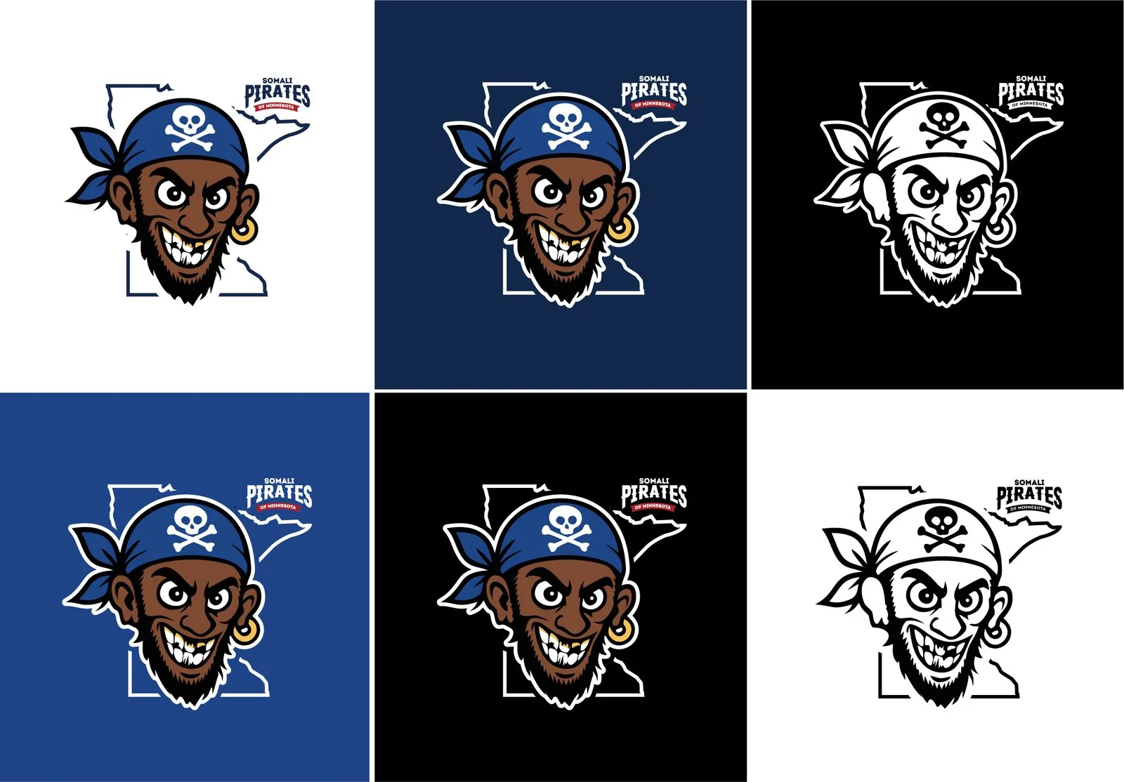 Mascot head on Minnesota state design variations
