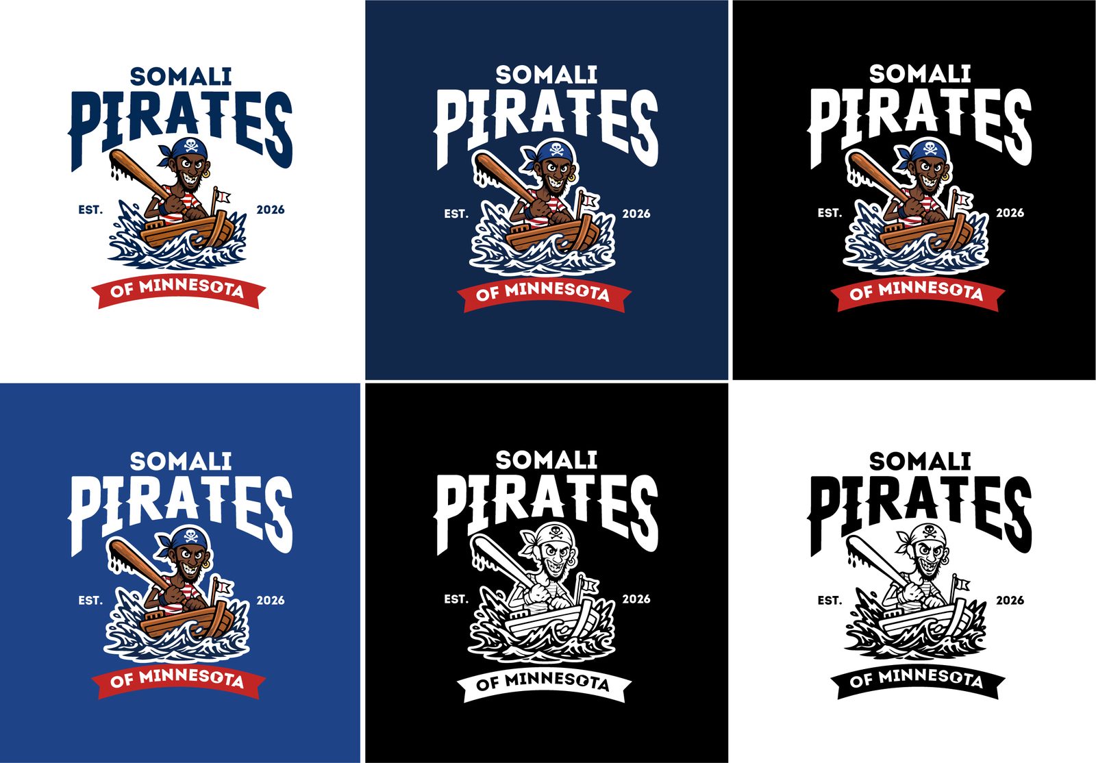 Six logo variations for Somali Pirates