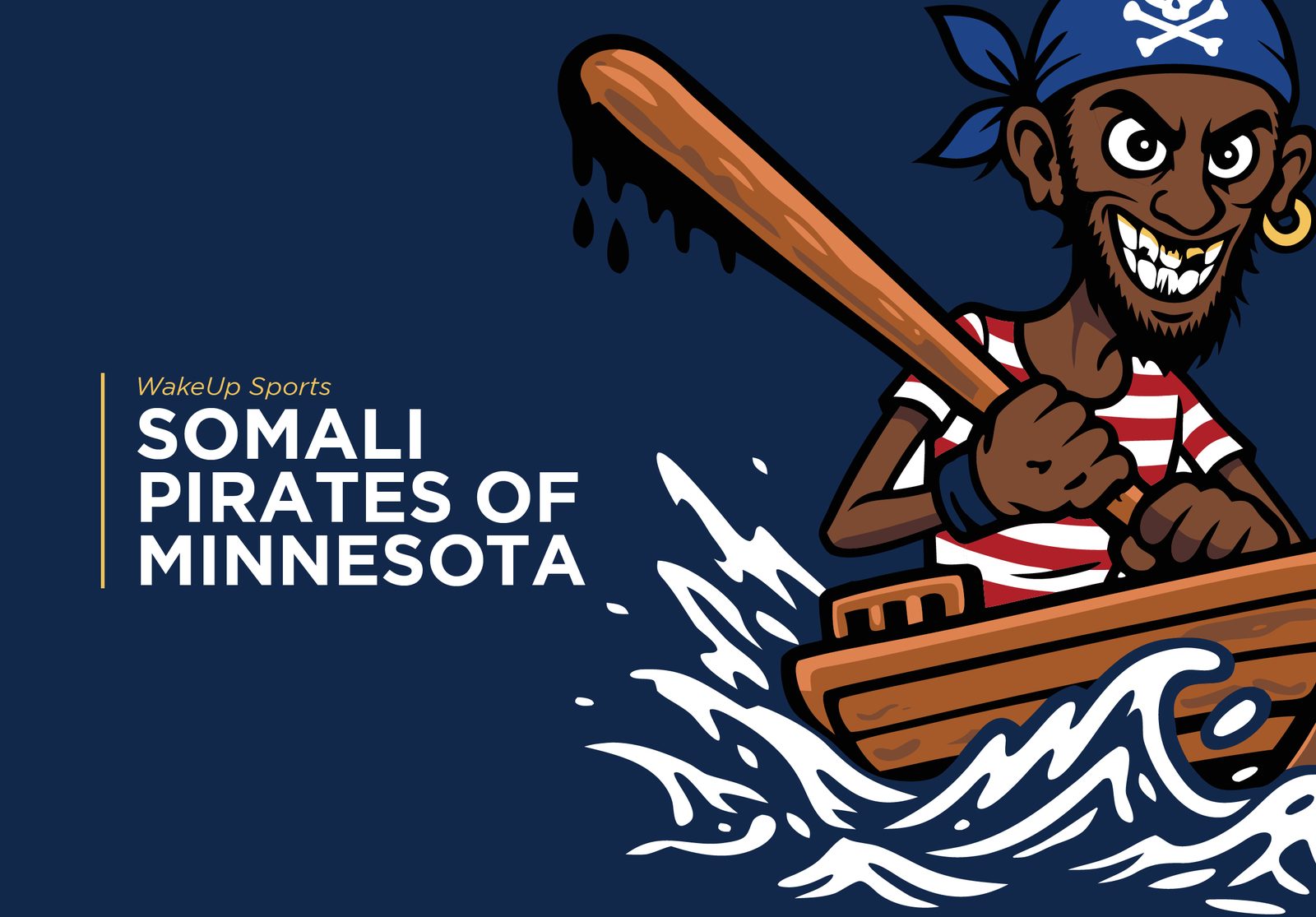 Somali Pirates mascot close-up on dark navy background