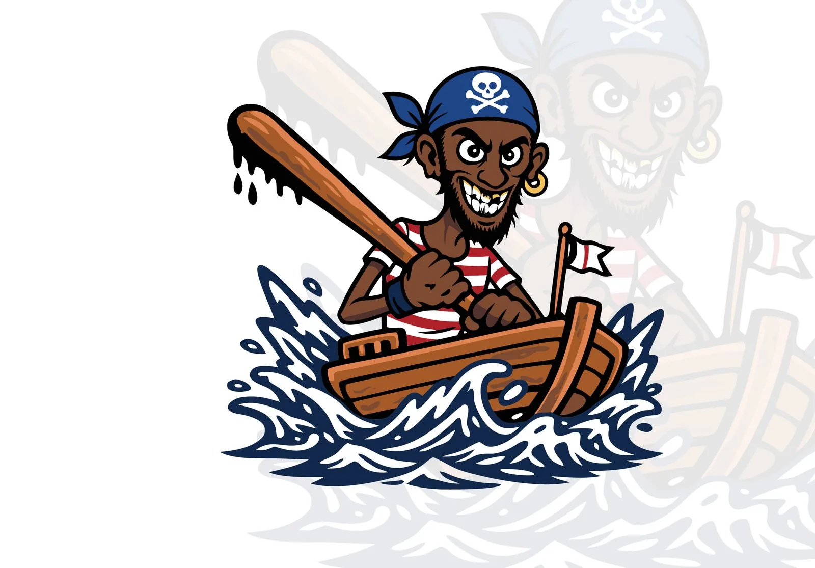 Somali Pirates mascot full illustration on white