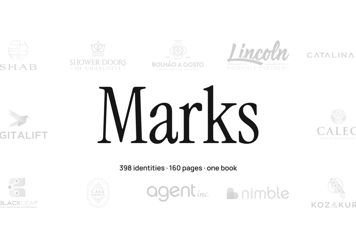 The Marks title surrounded by logos from the book, a frame from the 52-second film